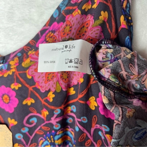 Natural Life Medium Spaghetti Strap Rayon Long Colorful Summer Boho Dress NWT - Picture 4 of 7